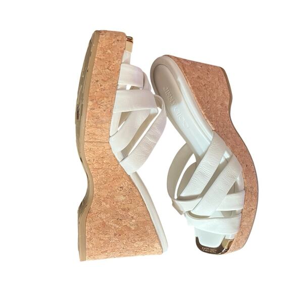 Jimmy Choo Maribou 110 Platform Leather Wedge Slide Sandals NEW EU 38.5/US 8.5 - Picture 8 of 10